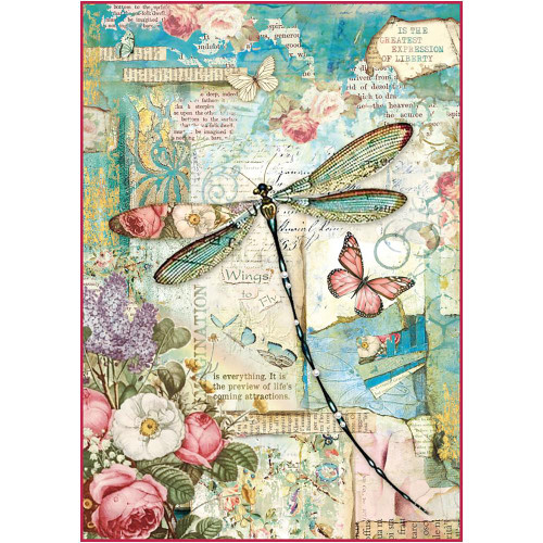Stamperia - Wonderland Dragonfly - Decoupage Rice Paper 8.25 x 11.5