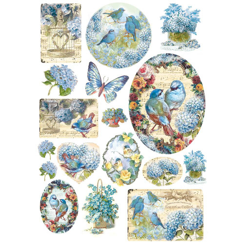 Stamperia - Birds & Light Blue Butterfly - Decoupage Rice Paper 8.25 x 11.5