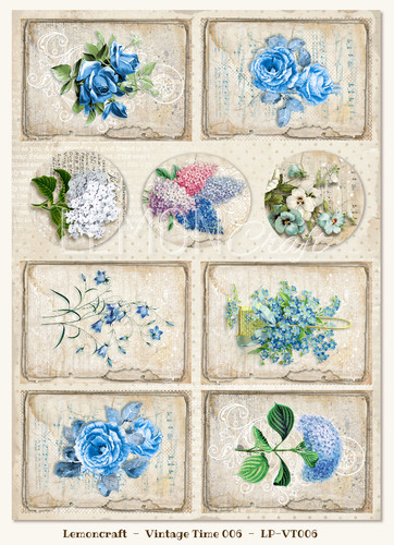 LemonCraft - Gossamer Blue - Decorative Paper - Cut-A-Part Tags and Images - Vintage Time 024