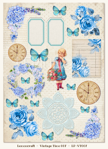 LemonCraft - Gossamer Blue- Decorative paper - Cut-apart Icons & Images - Vintage Time 007