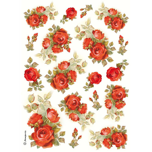 Stamperia - Red Roses - Decoupage Rice Paper 8.25 x 11.5