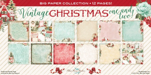 Blue Fern - Vintage Christmas 1 & 2 Collection - 12 Double sided Scrapbook Paper