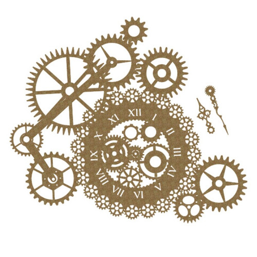 Creative Embellishments - Chipboard - Steampunk Clock and Gear Cluster