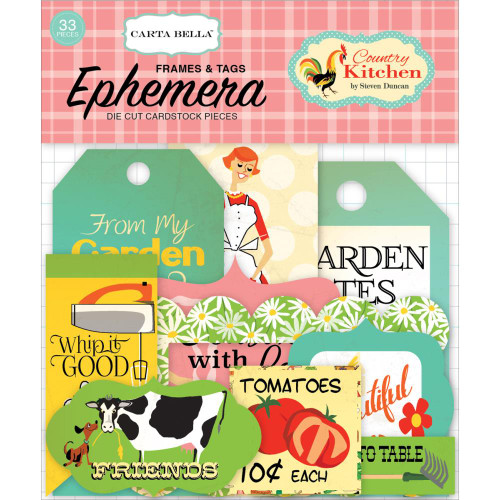 Carta Bella - Frames & Tags Die Cut Cardstock Pieces - Country Kitchen