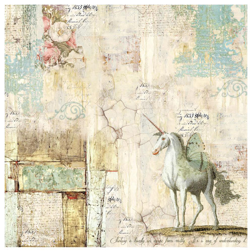 Stamperia - Wonderland Unicorn - Decoupage Rice Paper Napkin 19.685 x 19.685