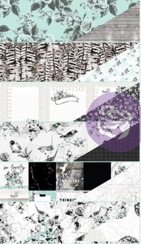 Prima - Flirty Fleur - 12 sheets Double sided 12x12 Paper w/Foil Accents