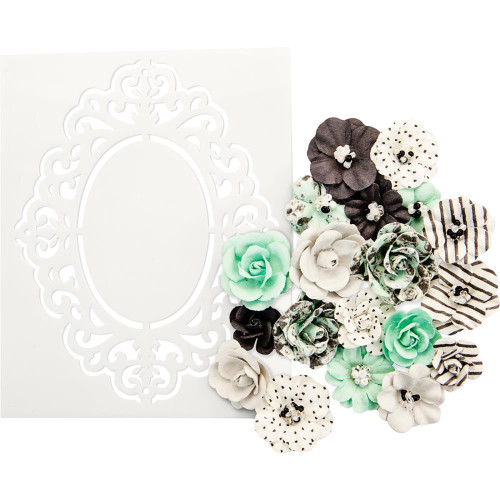 Prima - Flirty Fleur Flowers & Stencil - Minty Sprinkles
