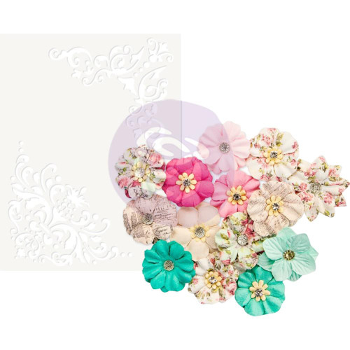 Prima - Misty Rose Flowers & Stencil - Ashby
