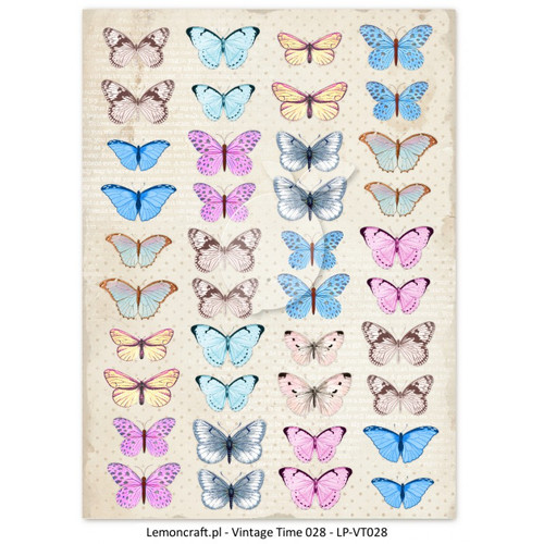Lemon Craft - Lullaby - Decorative paper - Cut-apart Butterfly Images - Vintage Time 028