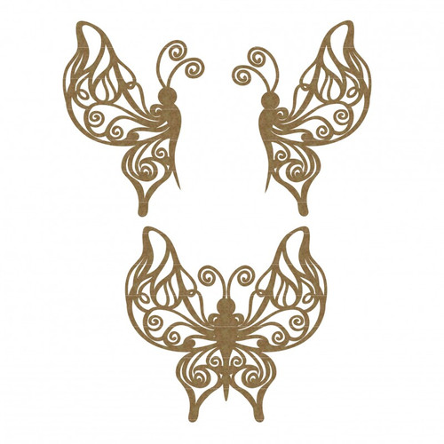 Creative Embellishments - Chipboard - Flourish Butterflies Set 3