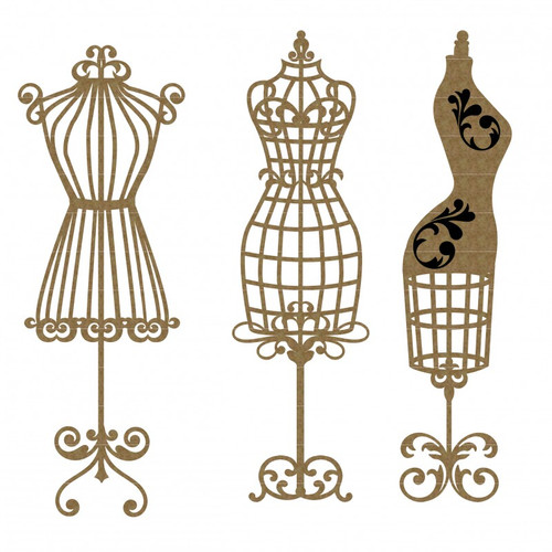 Creative Embellishments - Chipboard - Dress Form Set of 3