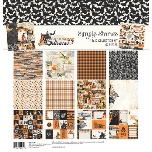 Simple Stories - Simple Halloween - collection 12"X12" double-sided papers and Sticker Sheet