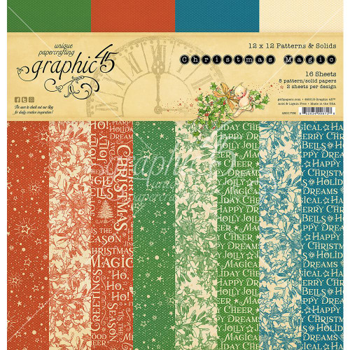 Graphic 45 - Christmas Magic - Paper Pad 12X12- - Patterns and Solids 16/Pkg