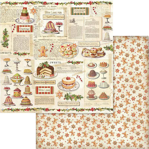 Stamperia - Double sided 12x12 Paper - Christmas Vintage Patisserie