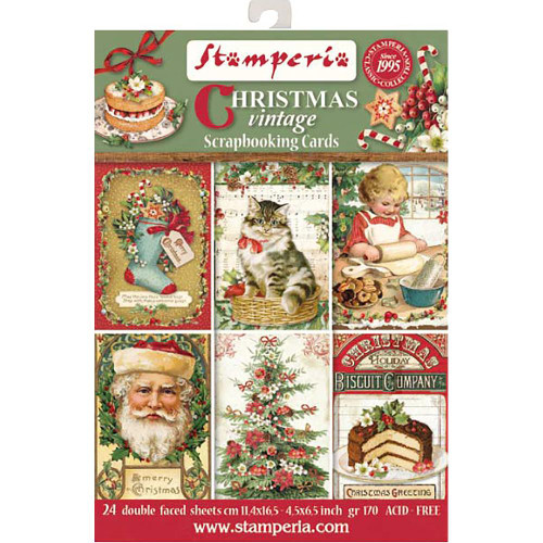Stamperia - Cards Pad 4.5"X6.5" 24/Pkg - Christmas Vintage