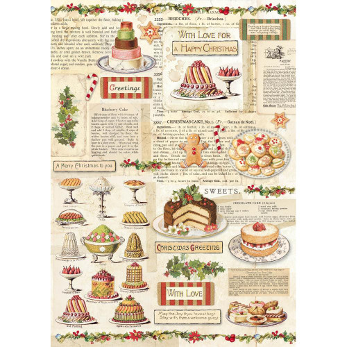 Stamperia - Decoupage Rice Paper 8.25 x 11.5 - Christmas Vintage Patisserie