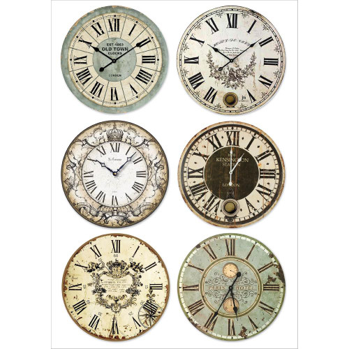 Stamperia - Packed Clocks - Decoupage Rice Paper 8.25 x 11.5