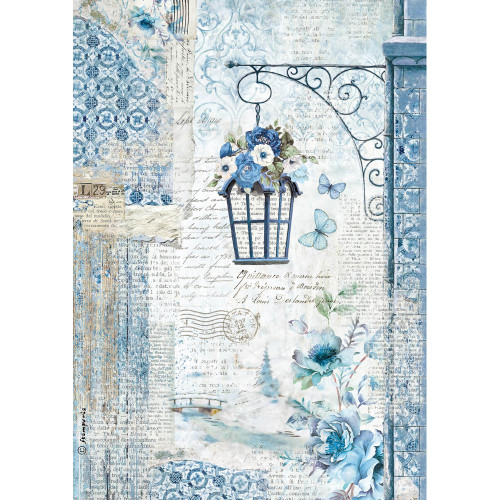 Stamperia - Blue Land Lamp - Decoupage Rice Paper 8.25 x 11.5