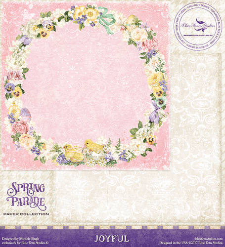 Blue Fern Studio - Spring Parade 12x12 dbl sided paper - Joyful