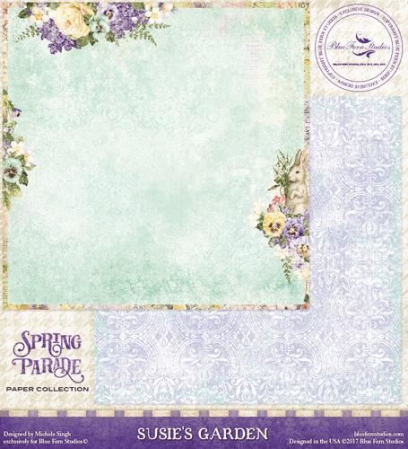 Blue Fern Studio - Spring Parade 12x12 dbl sided paper - Susie's Garden