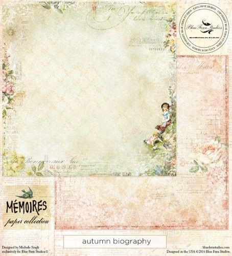 Blue Fern Studios - Memories 12x12 dbl sided paper - Autumn Biography