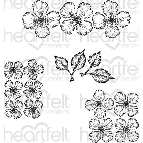 Heartfelt Creations Cling Rubber Stamp Set - Oakberry Lane Blossoms HCPC3842
