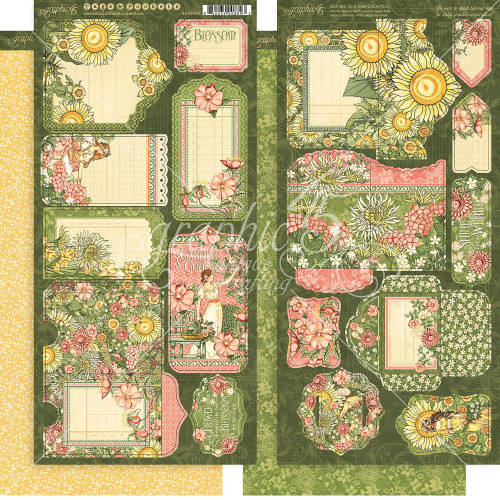 Graphic 45 - Tags & Pockets Cardstock Die-Cuts 6"X12" Sheets 2/Pkg - Garden Goddess
