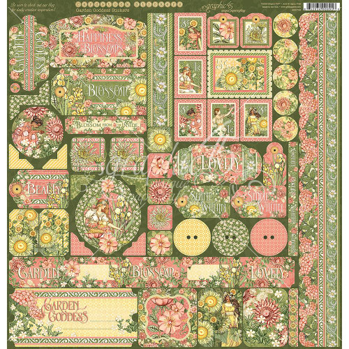 Graphic 45 - Cardstock Stickers 12"X12" - Garden Goddess