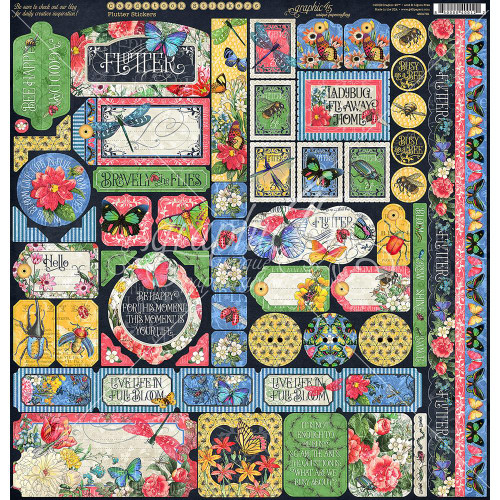 Graphic 45 - Cardstock Stickers 12"X12" - Flutter