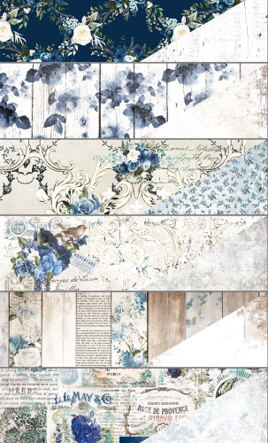 Prima - 12 sheets Double sided 12x12 Paper w/Foil Accents - Georgia Blues