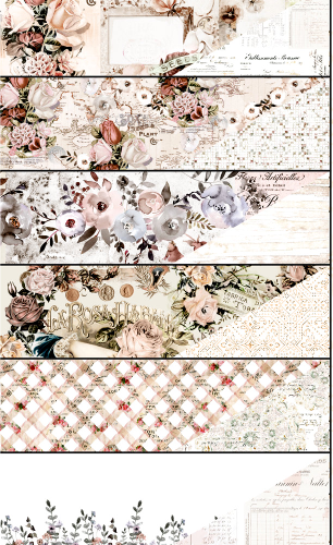 Prima - 12 sheets Double sided 12x12 Scrapbook Paper w/Foil Accents - Lavender Frost