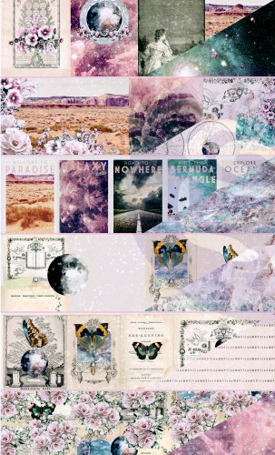 Prima - 12 sheets Double sided 12x12 Scrapbook Paper w/Foil Accents - Moon Child