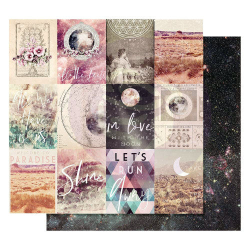 Prima - Frank Garcia - Double sided 12x12 Cardstock Paper w/Foil Accents - Moon Child - In Love With The Moon