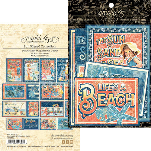 Graphic 45 - Journaling & Ephemera Cards (32 pieces) - Sun Kissed
