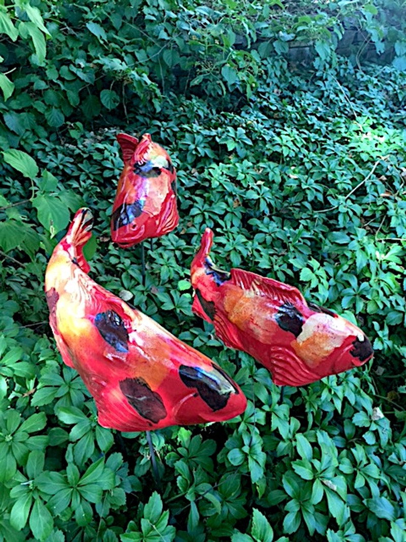 Ceramic garden koi Fish in the Garden Beautiful Garden