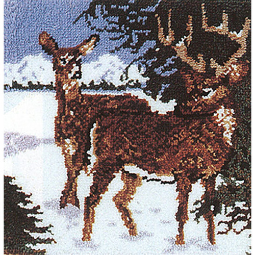 ShowNiceArt Deer Red | Latch Hook Christmas Pillow Kits For Adults And Starter Diy Cushion Cross Stitch Crochet Needlework Crafts 17 X 17