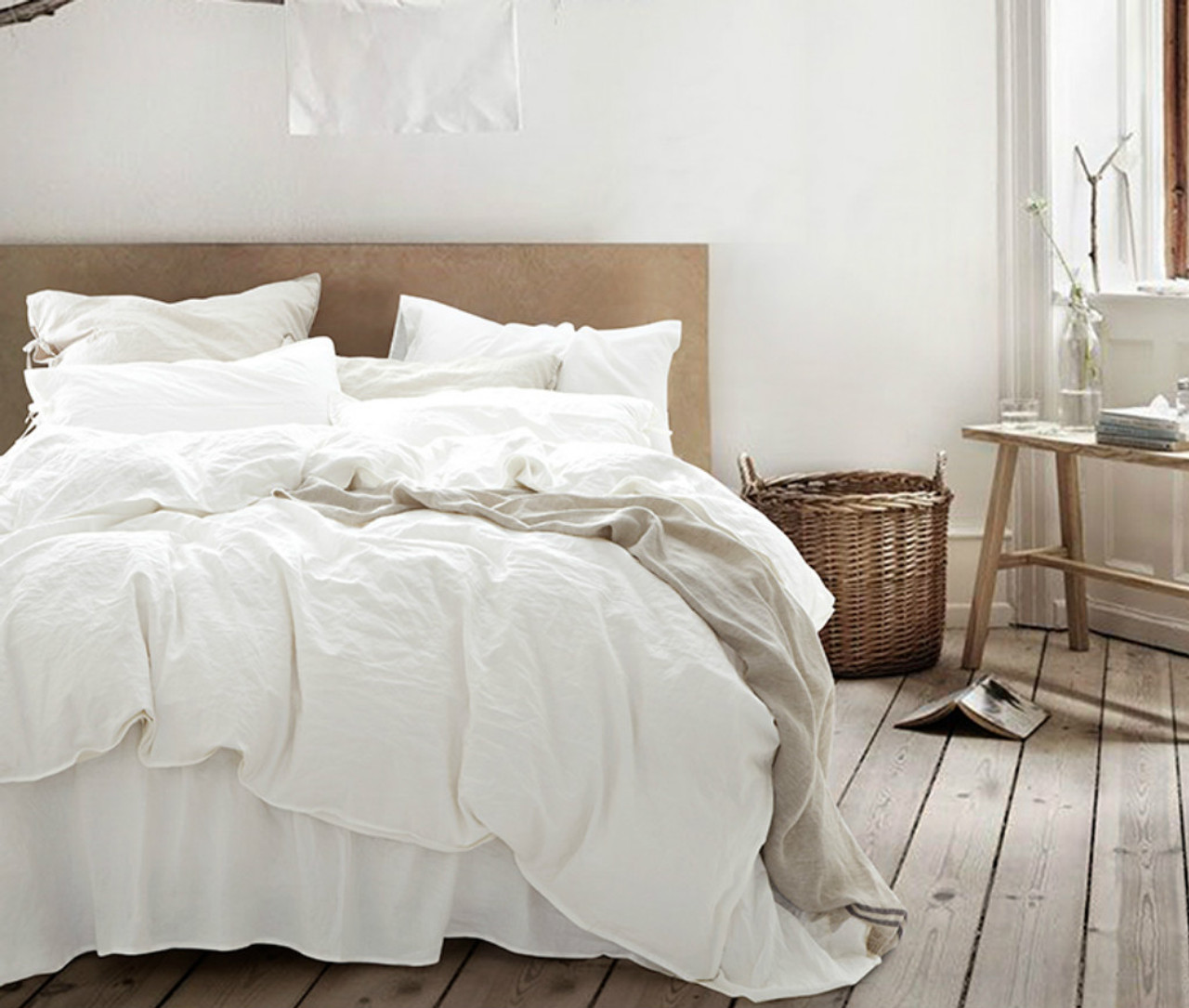 White Duvet Cover Natural Linen Custom Size Queen King Calif King white-duvet-cover-natural-linen-custom-size-queen-king-calif-king