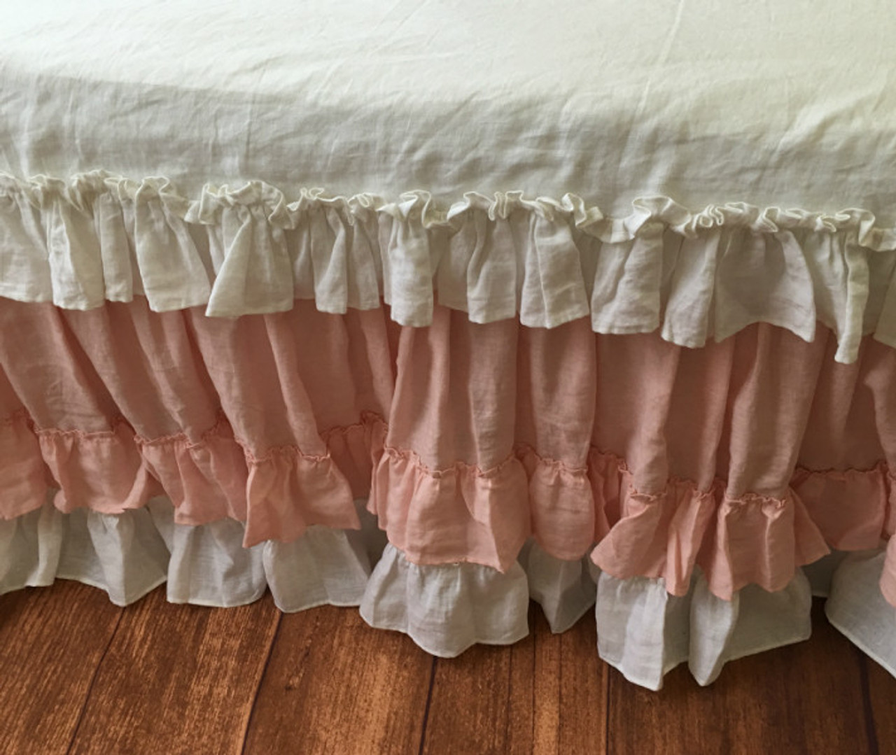 Gathered Bed Ruffle with Country Ruffle Hem, Double Layered ...