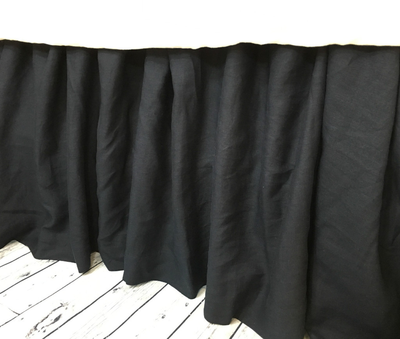 Black Linen Gathered Bed Skirt Dust Ruffle Available Complement Your Bedding Décor With This Black Linen Bed Skirt