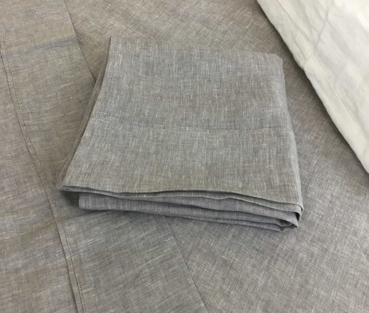 Chambray Graphite Grey Linen Bed Sheets