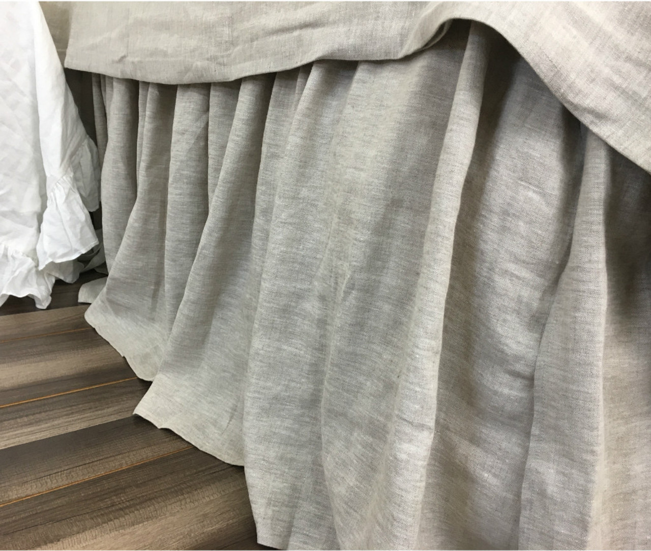 Natural Linen Bed Skirt Medium Weight 15 24 Drop Or Custom Natural Linen Bed Skirt Medium Weight