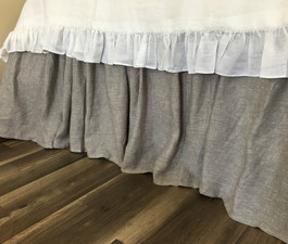 Linen bed skirt with gathered ruffle or tailored pleats ...