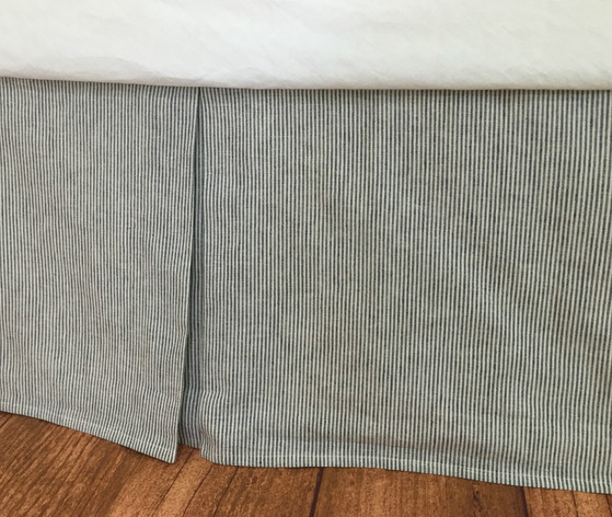 Black and White Ticking Striped Bed Skirt | Handcrafted by ...