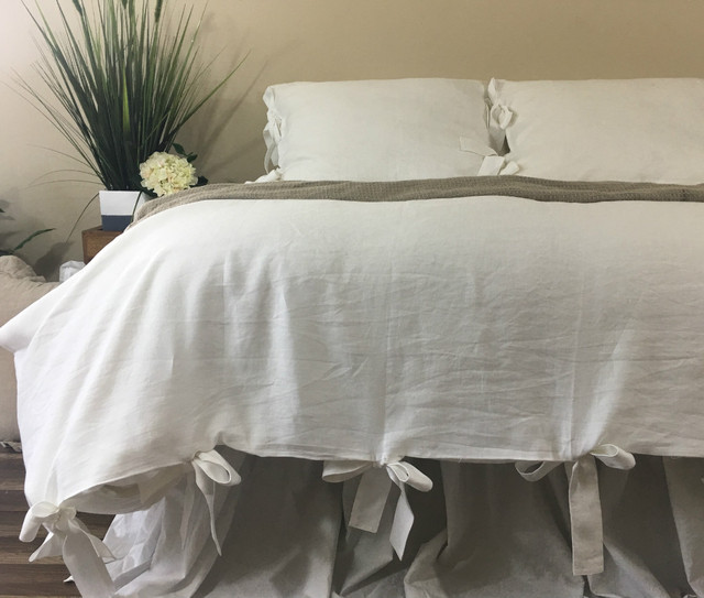 White Linen Duvet Cover With Bow Ties Mesmerizing White Linen