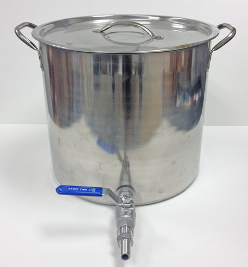 5 gallon stainless steel stock pot with weldless ball valve