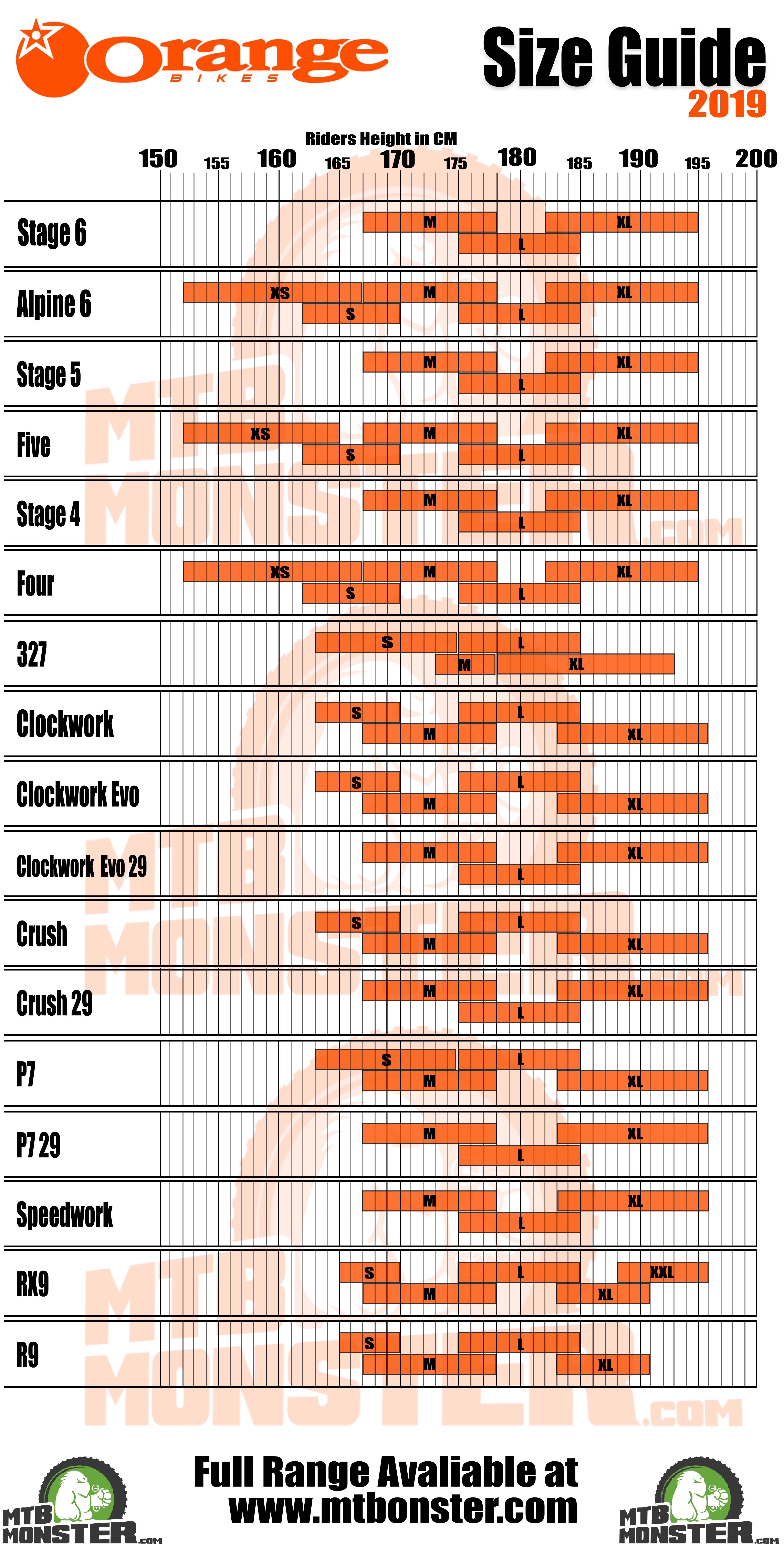 Orange Bikes Size Guide  What size frame do I need?