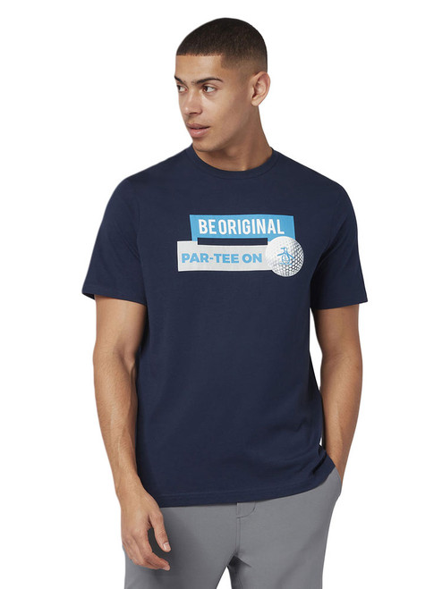 Original Penguin Men's Feel Lucky Logo Graphic T-Shirt Blue Size Large