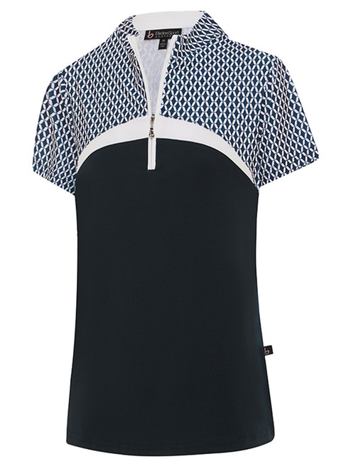 Birdee Sport Women s Cortez Team Short Sleeve Zipper Top White Black