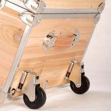 Rhino Large Cedar Storage Trunk removable wheels angle two.