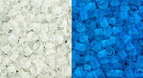 Toho Beads 8/0 Round #183 Glow In The Dark Crystal Bright Blue 50 gram Toho Beads 8/0 Round #183 Glow In The Dark Crystal Bright Blue 50 gram